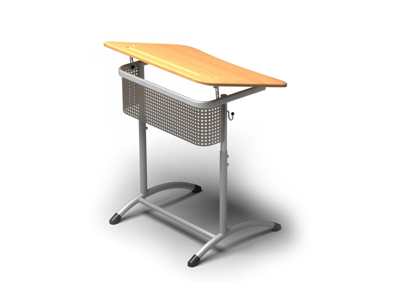 Стол ученический одноместный с перфорированным экраном и углом наклона столешницы
