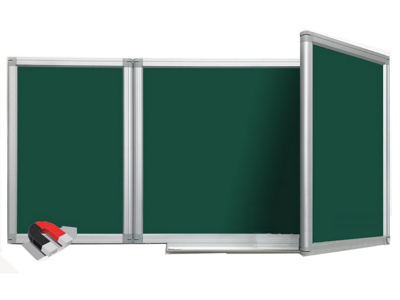 Трехэлементная магнитно-меловая доска 120х340 - алюминиевый профиль