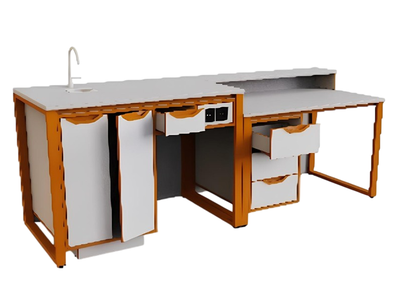 Стол демонстрационный для кабинета химии/биологии с сантехникой, ЛДСП 26мм