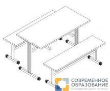 Стол обеденный 4-х местный с двумя скамьями