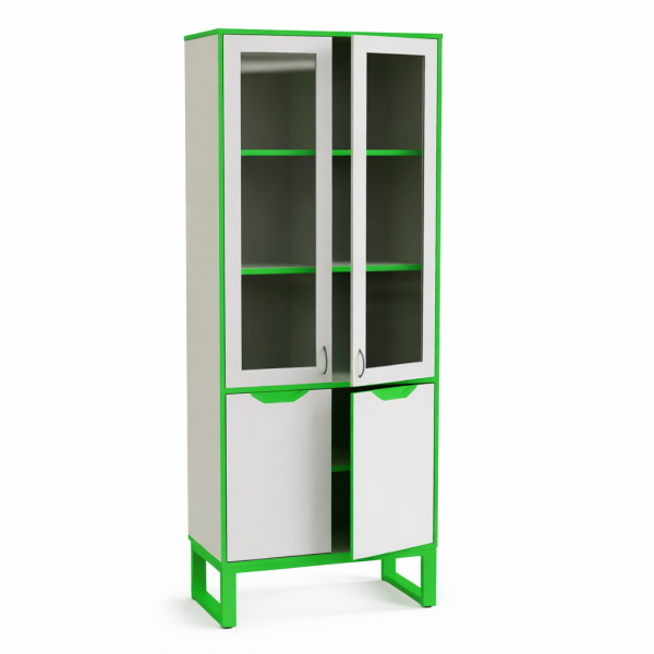 Шкаф со стеклом с низким закрытым фасадом