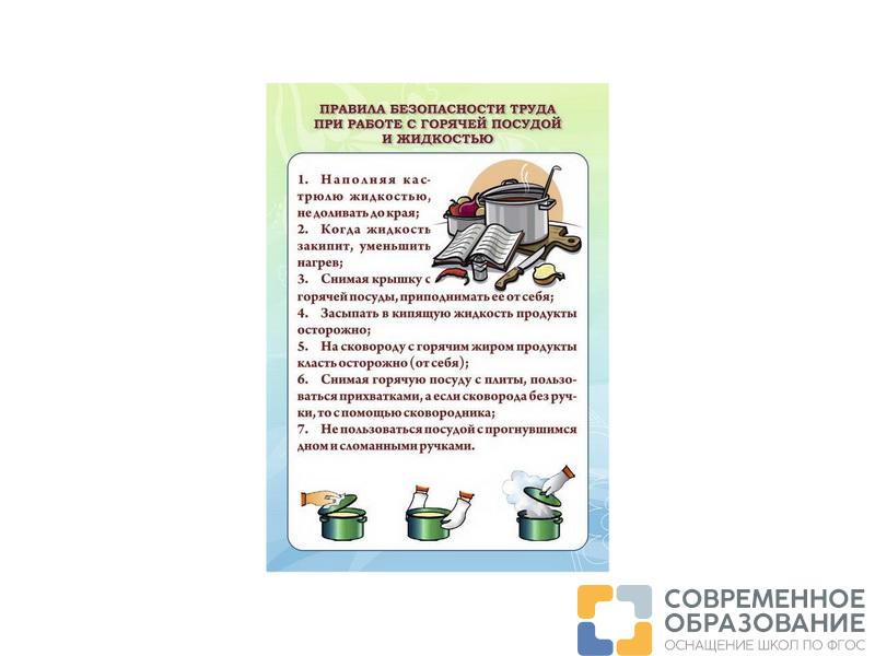 Комплект стендов "Техника безопасности при выполнении кулинарных работ"