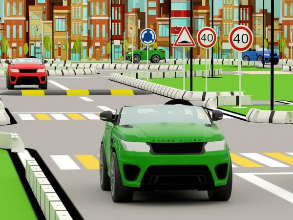 Комплект оборудования для автогородка ПРО 3 (6х8 метров, оснащенный пешеходными и транспортными светофорами. С пультом дистанционного управления+2 ве