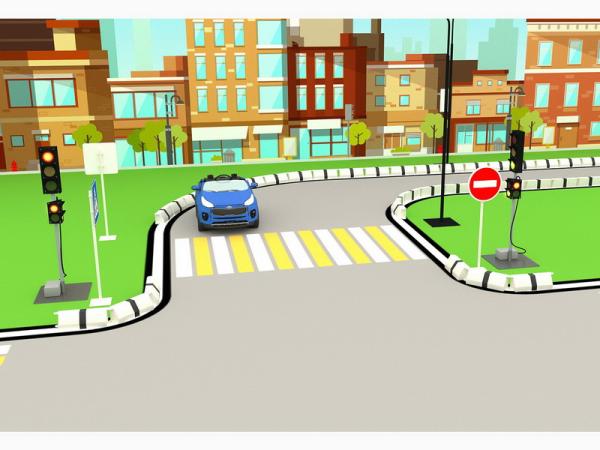 Комплект оборудования для автогородка ПРО 2 (6х8 метров, оснащенный пешеходными и транспортными светофорами). С пультом дистанционного управления