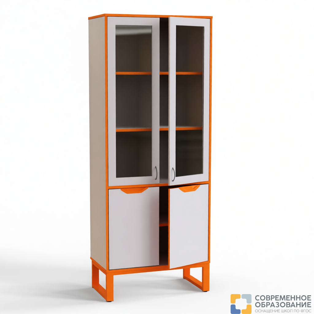 Шкаф со стеклом с низким закрытым фасадом