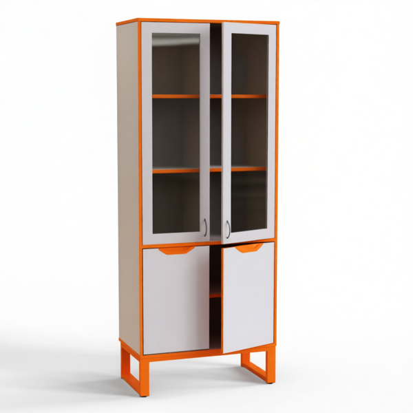 Шкаф со стеклом с низким закрытым фасадом