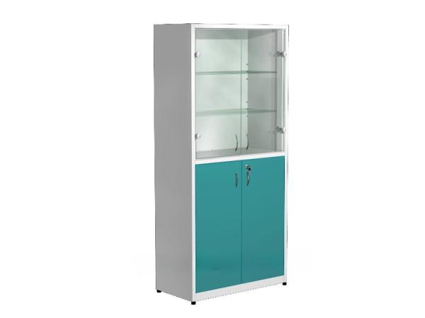 Шкаф для медикаментов стекло/металл, 700х300х1750 (цвет в ассортименте)