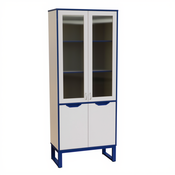 Шкаф со стеклом с низким закрытым фасадом