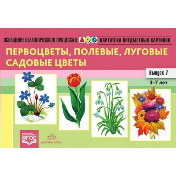 Демонстрационные картинки "Первоцветы, полевые, луговые, садовые цветы"