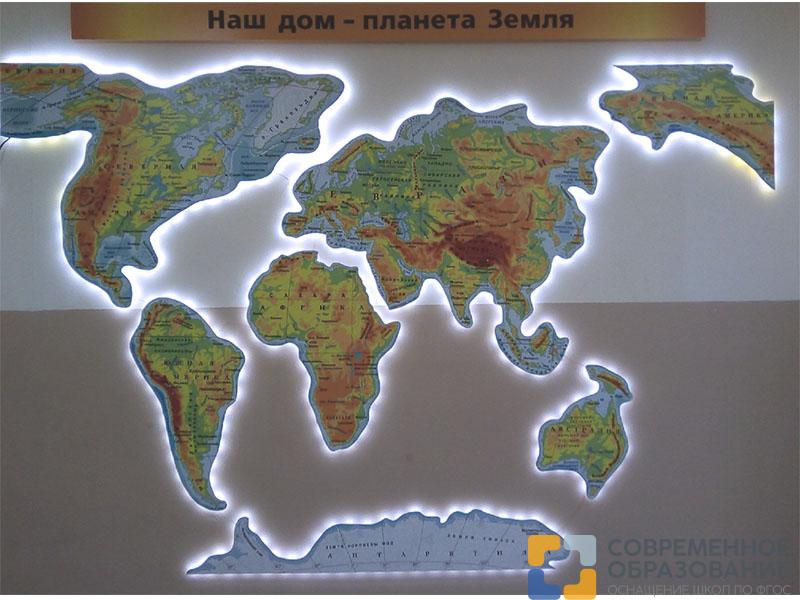 Карта Мира с подсветкой 320х210 см