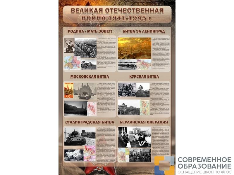 Стенд Великая отечественная война (битвы) 60х90 см