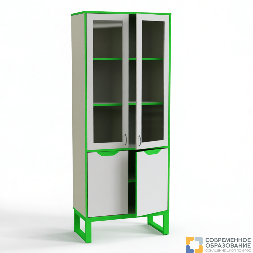 Шкаф со стеклом с низким закрытым фасадом