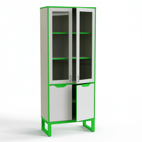 Шкаф со стеклом с низким закрытым фасадом