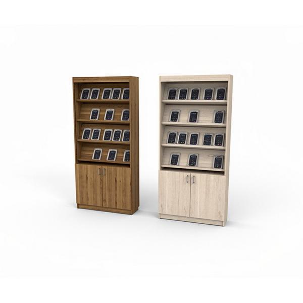 Стеллаж выставочный 4 накл.откр.полки 900х292(308)х2090 закр.шкаф без замка