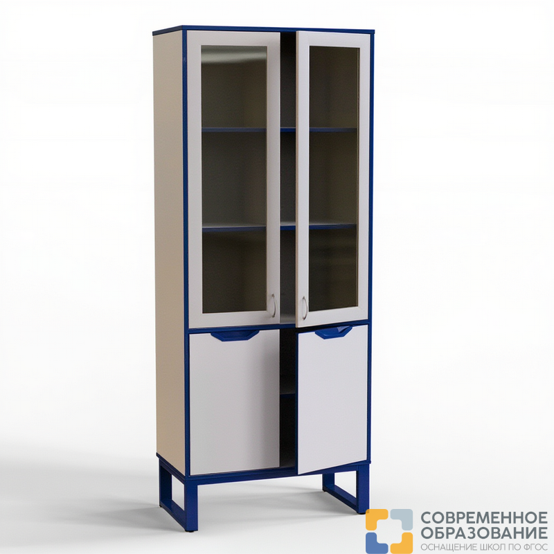 Шкаф со стеклом с низким закрытым фасадом