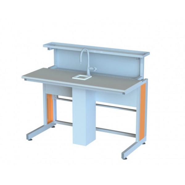 Стол лабораторный островной с надстройкой (со светильником и розетками)