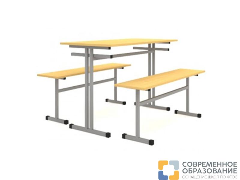 Стол обеденный 4-х местный с двумя скамьями